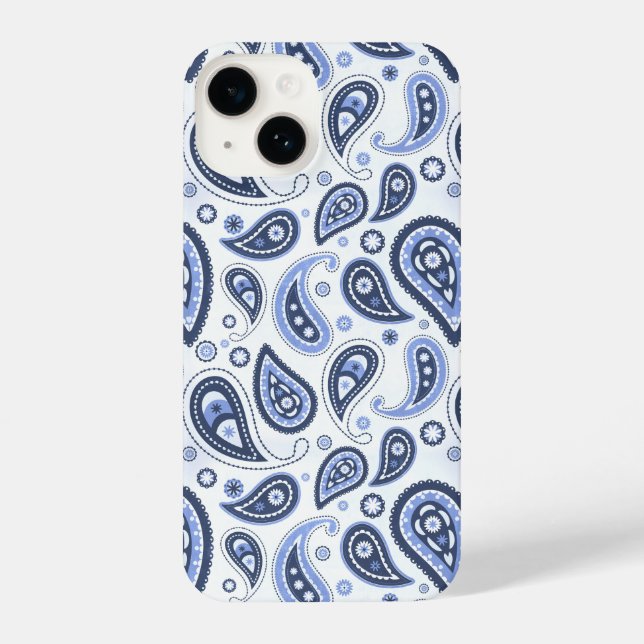 Funda Para iPhone Patrón azul paisley (Reverso )