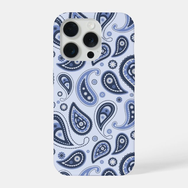 Funda Para iPhone Patrón azul paisley (Reverso )