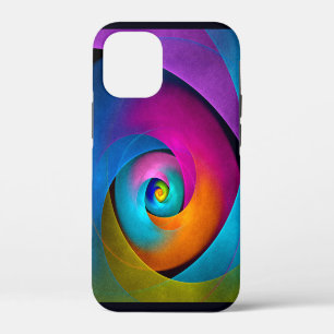Funda Para iPhone 12 Mini Patrón azul rosado del arte del resumen floral mod