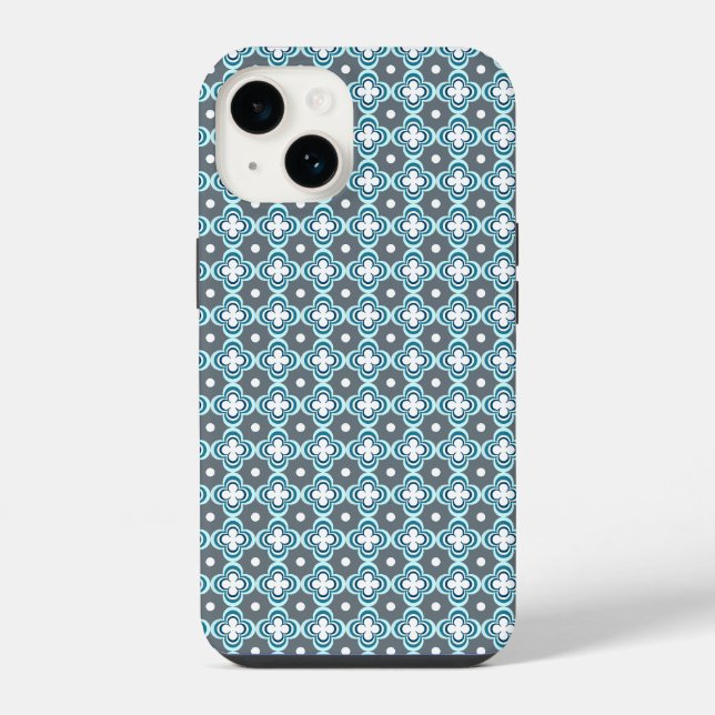 Funda Para iPhone Patrón azul y gris (Reverso )