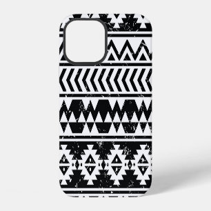 Funda Para iPhone 12 Patrón blanco grunge tribal azteca.
