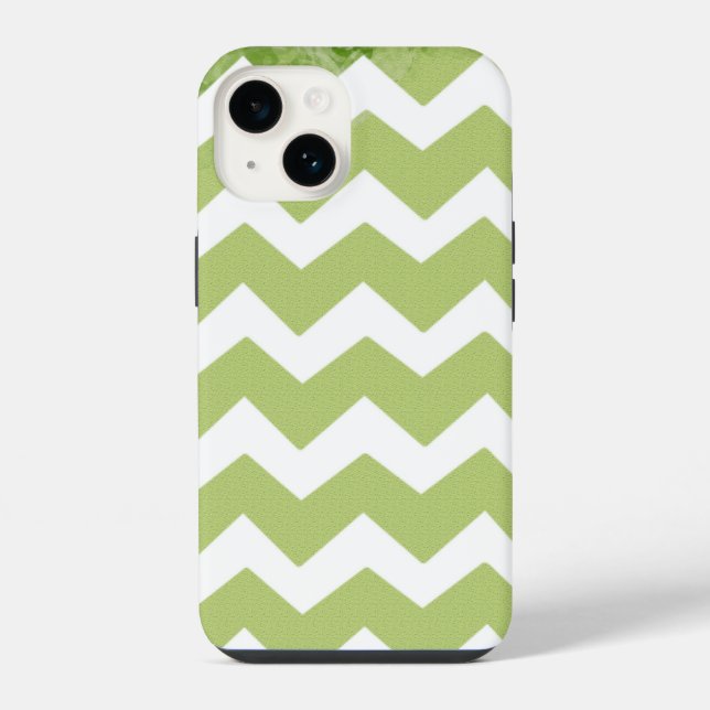Funda Para iPhone Patrón blanco verde Chevron (Reverso )