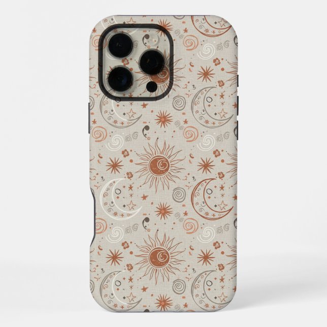 Funda Para iPhone Patrón Boho de Sol y Luna (Reverso )