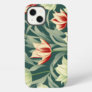 Patrón botánico de tulipanes de época
