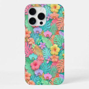 Funda Para iPhone 16 Pro Max Patrón Botánico Floral Tropical Colorido