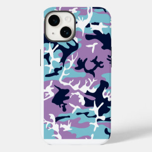 Funda Para iPhone 14 Patrón Camo - Blanco azul de la Marina Púrpura