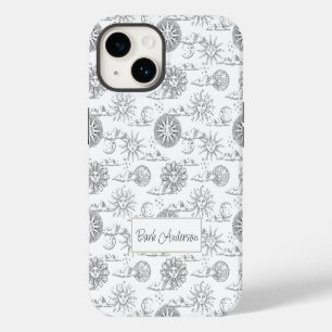Funda Para iPhone 14 Patrón Celestial Personalizado de Sol Luna Vintage
