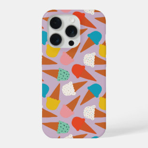 Patrón Colorido de Cono de Helado Dibujado a Mano