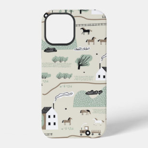 Funda Para iPhone 12 Patrón colorido sin fisuras con casa, árboles, cab