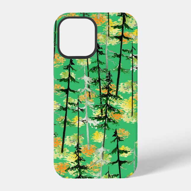 Funda Para iPhone Patrón continuo con bosque otoñal (Reverso )