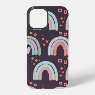 Funda Para iPhone 12 patrón continuo con clip de arcoíris y gotas de ll