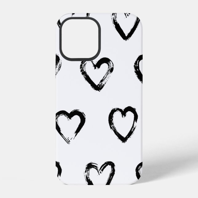 Funda Para iPhone Patrón continuo con corazón dibujado a mano (Reverso )