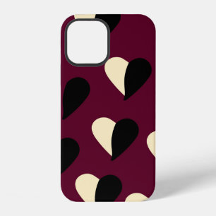 Funda Para iPhone 12 Patrón continuo con corazón negro y blanco. St Va