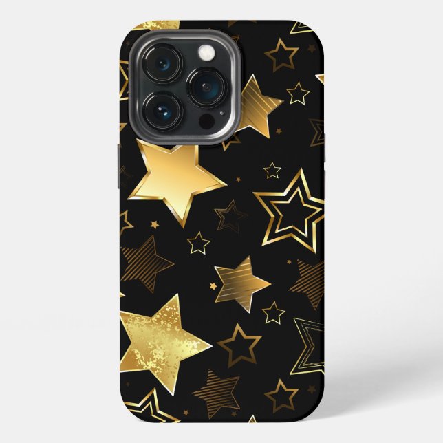 Funda Para iPhone Patrón continuo con estrellas doradas (Reverso )