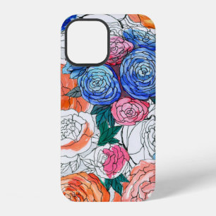 Funda Para iPhone 12 Patrón continuo con flores coloridas