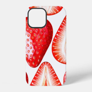 Funda Para iPhone 12 Patrón continuo con fresas maduras en blanco b