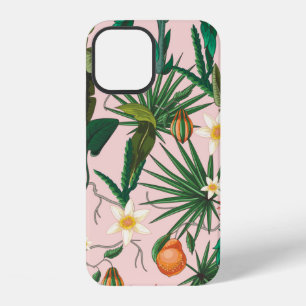Funda Para iPhone 12 Patrón continuo con hoja tropical, flores y f