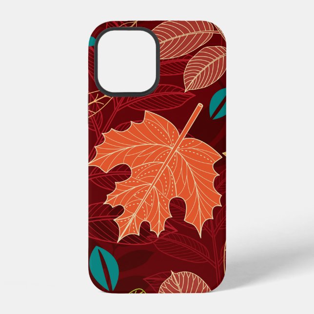 Funda Para iPhone Patrón continuo con hojas de otoño  (Reverso )