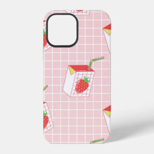 Funda Para iPhone 12 Patrón continuo con leche de fresa de dibujos anim