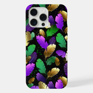 Patrón continuo con plumas de Mardi Gras