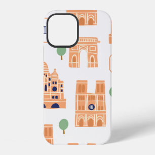 Funda Para iPhone 12 Patrón continuo con puntos de referencia parisinos