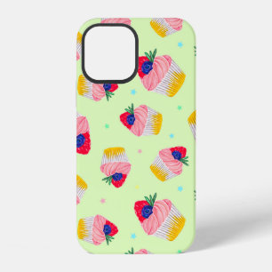 Funda Para iPhone 12 Patrón continuo con una magdalena con fresas