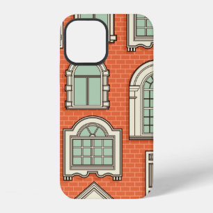 Funda Para iPhone 12 Patrón continuo con ventanas vintage.