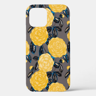 Funda Para iPhone 12 Patrón continuo de acuarela con flores de camelia.