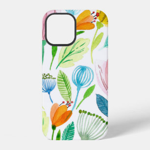 Funda Para iPhone 12 Patrón continuo de acuarela con flores rosadas y a