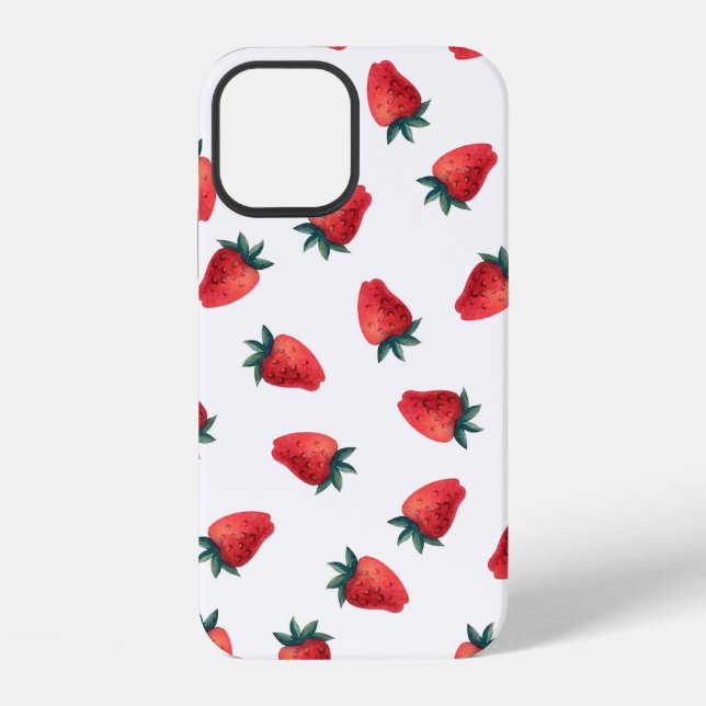Funda Para iPhone Patrón continuo de acuarela con fresas (Reverso )