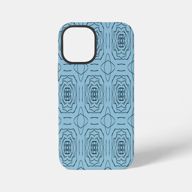 Funda Para iPhone Patrón continuo de arte de línea geométrica azul e (Reverso )