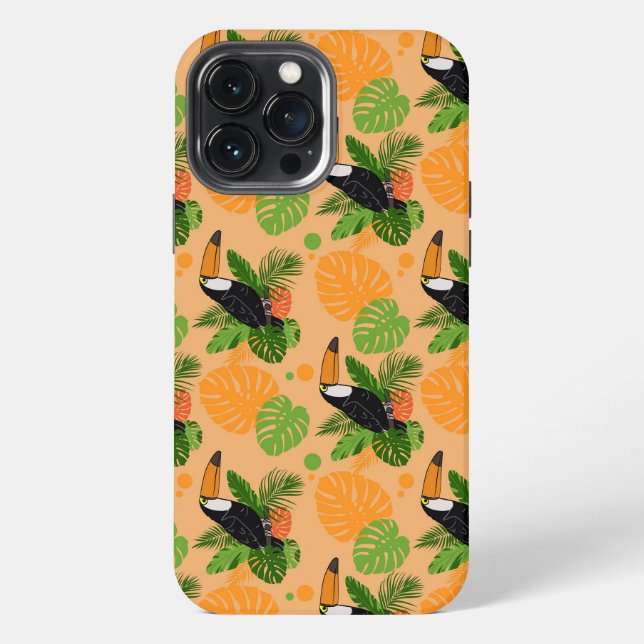 Funda Para iPhone Patrón continuo de ave tucán tropical (Reverso )