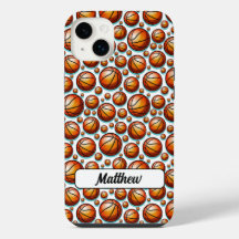 Patrón continuo de baloncesto azul naranja