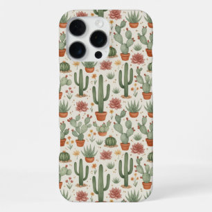 Funda Para iPhone 16 Pro Max Patrón continuo de cactus suculentos del desierto
