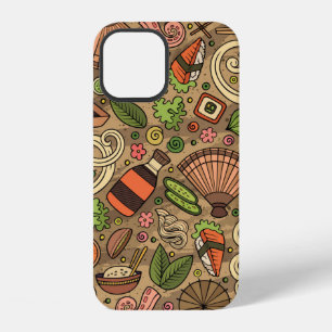 Funda Para iPhone 12 Patrón continuo de comida japonesa dibujado a mano