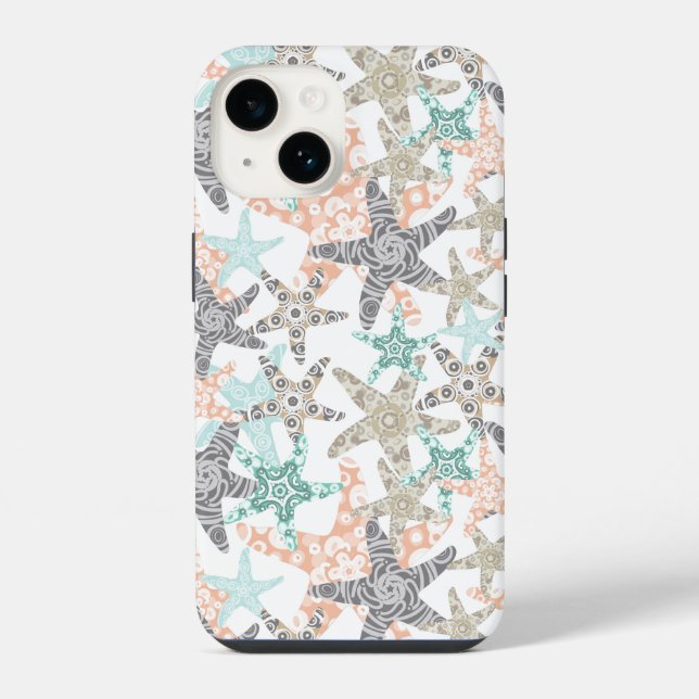 Funda Para iPhone Patrón continuo de estrellas de mar (Reverso )