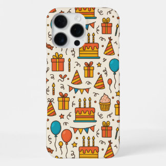 Funda Para iPhone 16 Pro Max Patrón continuo de fiesta de cumpleaños vibrante