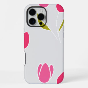 Funda Para iPhone 16 Pro Max Patrón continuo de flores de tulipán rosa