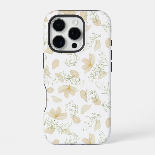 Funda Para iPhone Patrón continuo de flores neutras (Reverso )