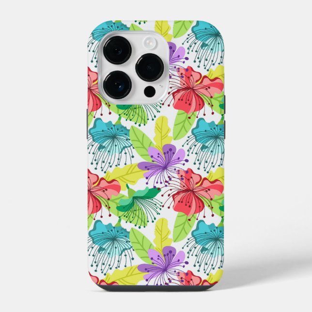 Funda Para iPhone Patrón continuo de flores tropicales (Reverso )