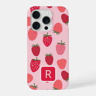 Patrón continuo de fresa rosa y rojo femenino
