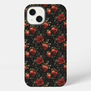 Patrón continuo de fresas y rosas barrocas