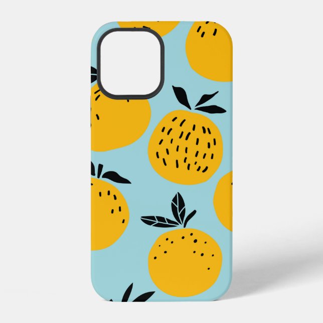 Funda Para iPhone Patrón continuo de frutas naranjas (Reverso )