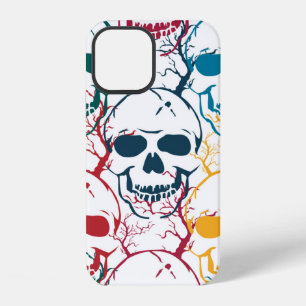 Funda Para iPhone 12 patrón continuo de Halloween con calaveras. Colori