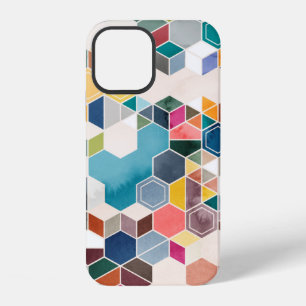 Funda Para iPhone 12 Patrón continuo de hexágonos en colores aleatorios