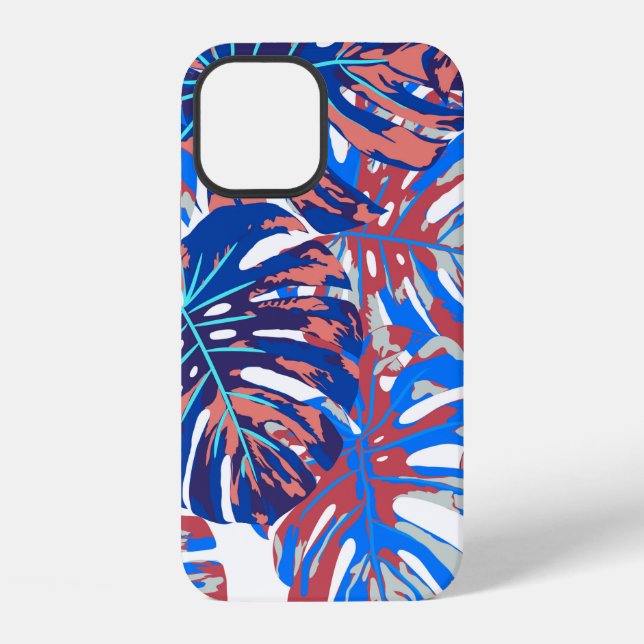 Funda Para iPhone patrón continuo de hojas de Monstera (Reverso )