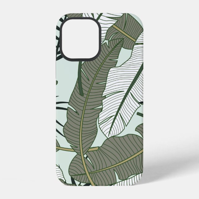 Funda Para iPhone Patrón continuo de hojas tropicales  (Reverso )
