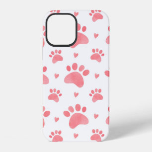 Funda Para iPhone 12 Patrón continuo de huellas de gato en acuarela