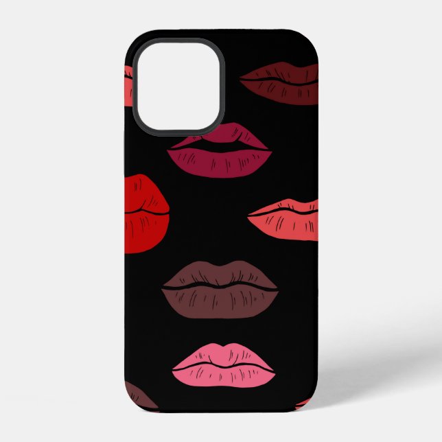 Funda Para iPhone Patrón continuo de labios coloridos (Reverso )