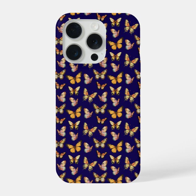 Funda Para iPhone Patrón continuo de mariposas. Mariposa Monarca (Reverso )